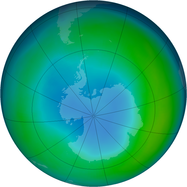 Antarctic ozone map for May 1986